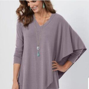 Soft Surroundings Women's Grey Madeline Tunic Asymmetrical Hemline Pullover Sz M